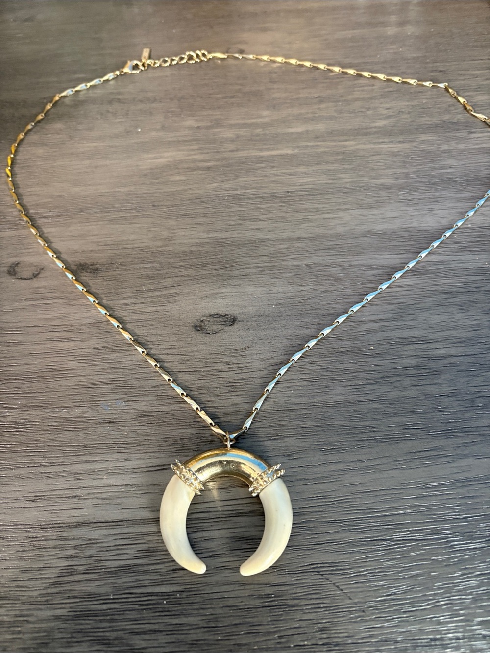 BaubleBar Gold Chain Necklace with Cream Crescent Pendant